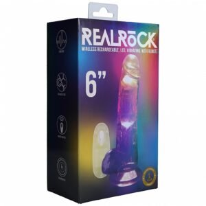 LED Vibrating Straight Cock with Balls - 6" / 15 cm - Transparent