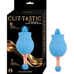 CLIT-TASTIC ROSE BUD DUAL MASSAGER-BLUE